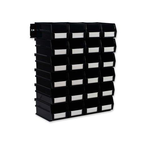 TRITON PRODUCTS Polypropylene Wall Storage Bin Kit, 7.375 in. D x 3 in. H x 4.125 in. W, Black 3-220BKWS